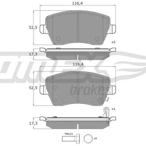 Sprawdź teraz Zestaw klocków hamulcowych, hamulce tarczowe TOMEX BRAKES TX 14-162