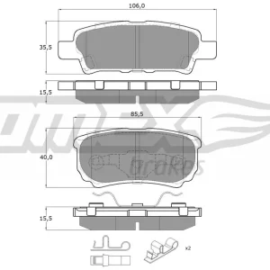 Zestaw klocków hamulcowych, hamulce tarczowe TOMEX BRAKES TX 14-87 Dostępne od ręki