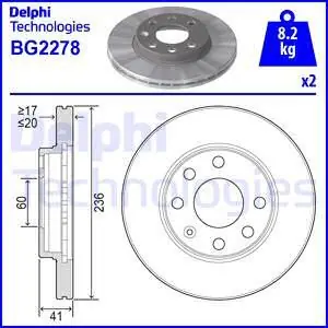 Ekspresowa dostawa Tarcza hamulcowa DELPHI BG2278 0569054