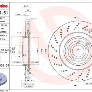 Tarcza hamulcowa BREMBO 09.B855.51 2184210412 Wyjątkowa oferta