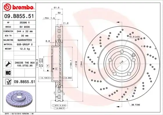 Tarcza hamulcowa BREMBO 09.B855.51 2184210412 Wyjątkowa oferta