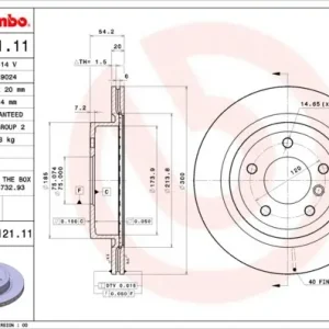 Tarcza hamulcowa BREMBO 09.R121.11 34216782605 Niska cena