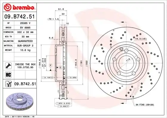 Ostatnie sztuki Tarcza hamulcowa BREMBO 09.B742.51 2184210312