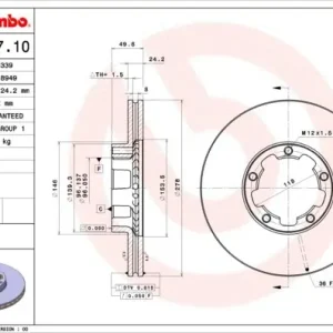 Tarcza hamulcowa BREMBO 09.B497.10 402069X200 Wyprzedaż