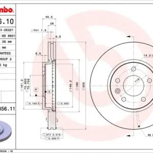 Wyjątkowa oferta Tarcza hamulcowa BREMBO 09.B356.11 569070