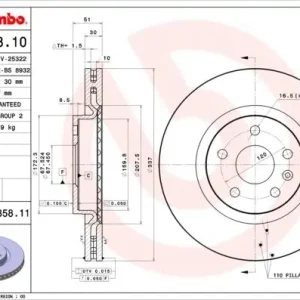 Tarcza hamulcowa BREMBO 09.B358.11 569335 Okazja