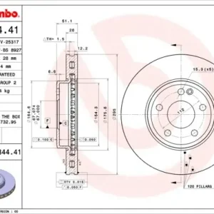 Tarcza hamulcowa BREMBO 09.B344.41 2464210112 Niska cena