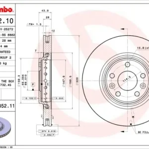 Tarcza hamulcowa BREMBO 09.B352.11 402060003R Dodaj do koszyka