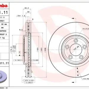 Tarcza hamulcowa BREMBO 09.B311.11 C2C25336 Taniej