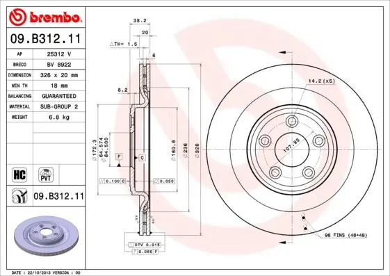 Nowość Tarcza hamulcowa BREMBO 09.B312.11 C2C25339