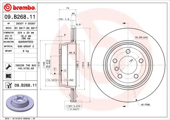 Okazja Tarcza hamulcowa BREMBO 09.B268.11 34216765887