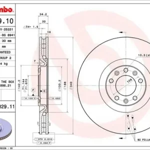 Tarcza hamulcowa BREMBO 09.A829.11 4249F9 Darmowy zwrot