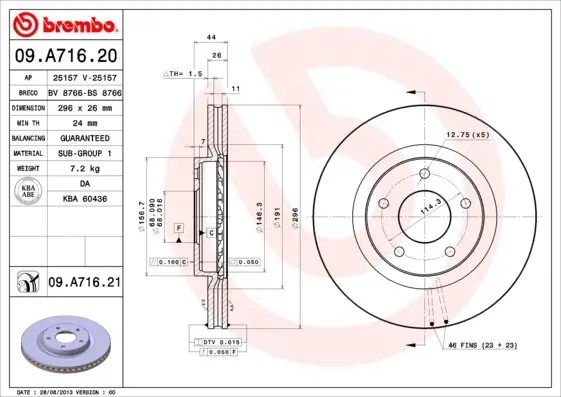Premium Tarcza hamulcowa BREMBO 09.A716.21 40206JG00A