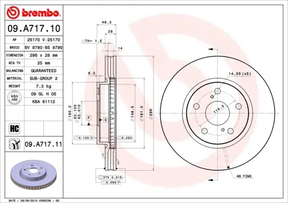 Najlepsza cena Tarcza hamulcowa BREMBO 09.A717.11 4351230310