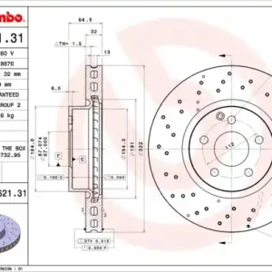 Tarcza hamulcowa BREMBO 09.A621.31 2044211012 Szybka dostawa