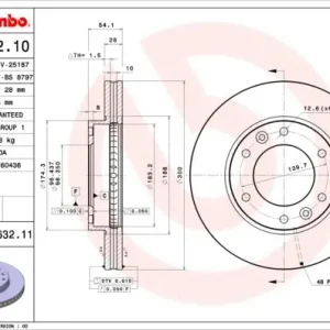 Tarcza hamulcowa BREMBO 09.A632.11 517124D200 Bestseller