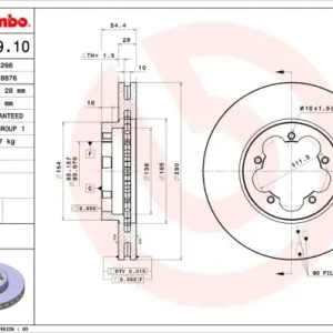 Tarcza hamulcowa BREMBO 09.A529.10 1371394 Hit sprzedaży