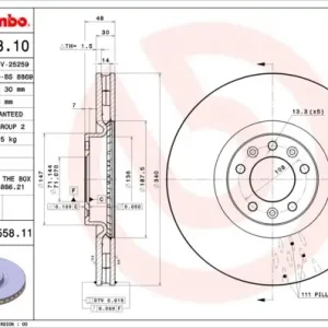 Tarcza hamulcowa BREMBO 09.A558.11 424988 Ekspresowa dostawa