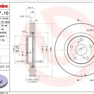 Tarcza hamulcowa BREMBO 09.A417.11 4351242050 Niska cena