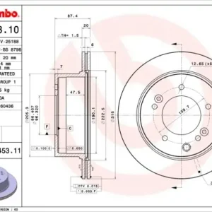 Tarcza hamulcowa BREMBO 09.A453.11 584113E300 Najlepsza cena