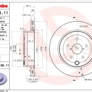 Tarcza hamulcowa BREMBO 09.A198.11 26700FG010 Oferta czasowa