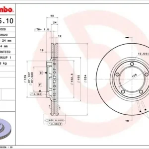 Tarcza hamulcowa BREMBO 09.A145.10 581294A000 Zniżka