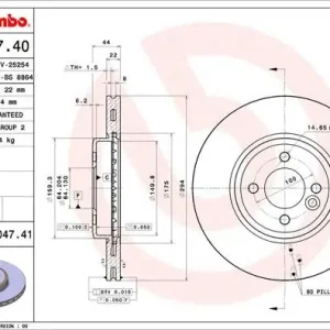 Tarcza hamulcowa BREMBO 09.A047.41 34116768933 Bezpieczne zakupy