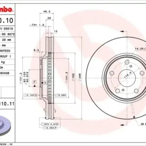 Tarcza hamulcowa BREMBO 09.A110.11 4351233100 Dostępne od ręki