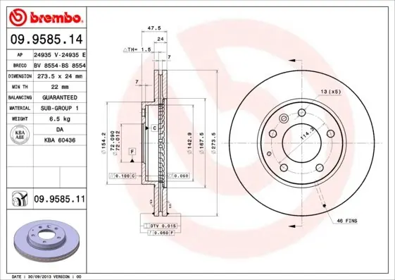 Tarcza hamulcowa BREMBO 09.9585.11 GF3Y3325X Zamów teraz