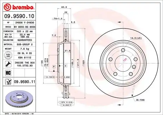 Tarcza hamulcowa BREMBO 09.9590.11 34201166073 Ostatnia szansa