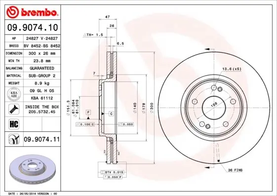 Tylko do końca tygodnia Tarcza hamulcowa BREMBO 09.9074.11 7701206614