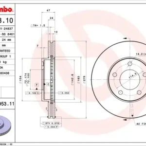 Tylko do końca tygodnia Tarcza hamulcowa BREMBO 09.8953.11 E1003325XA