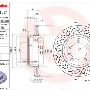 Wyjątkowa oferta Tarcza hamulcowa BREMBO 09.8890.21 98635240301