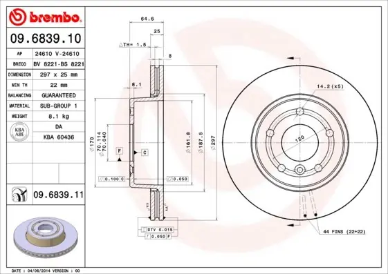 Szybka dostawa Tarcza hamulcowa BREMBO 09.6839.11 NTC8780