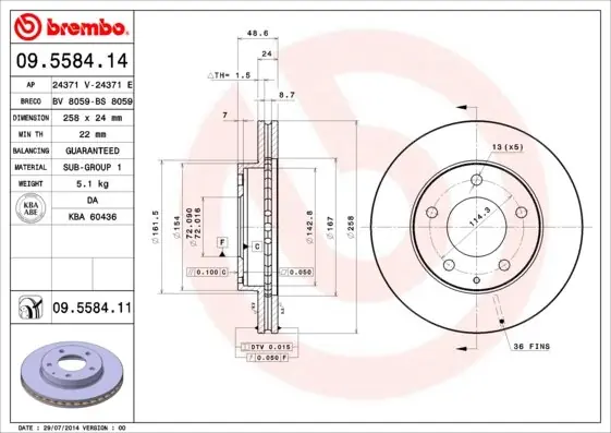 Zamów teraz Tarcza hamulcowa BREMBO 09.5584.11 GA2Y3325X