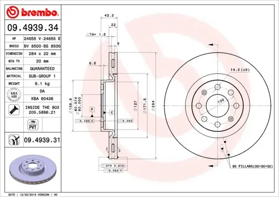 Tarcza hamulcowa BREMBO 09.4939.31 55700922 Zamów teraz