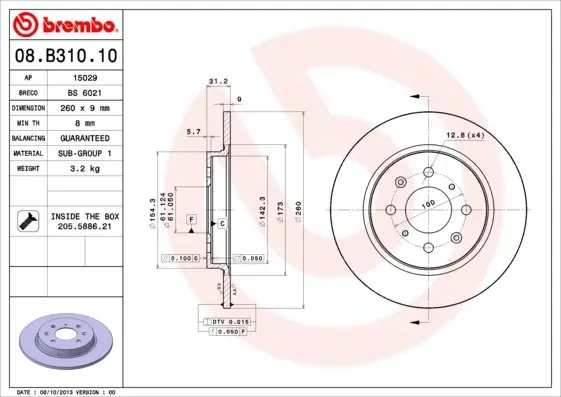 Dodaj do koszyka Tarcza hamulcowa BREMBO 08.B310.10 42510TM8G00