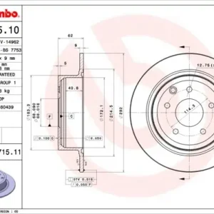 Tylko dziś Tarcza hamulcowa BREMBO 08.A715.11 43206JD00A