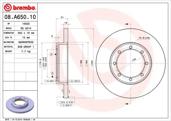 Ekspresowa dostawa Tarcza hamulcowa BREMBO 08.A650.10 4421180
