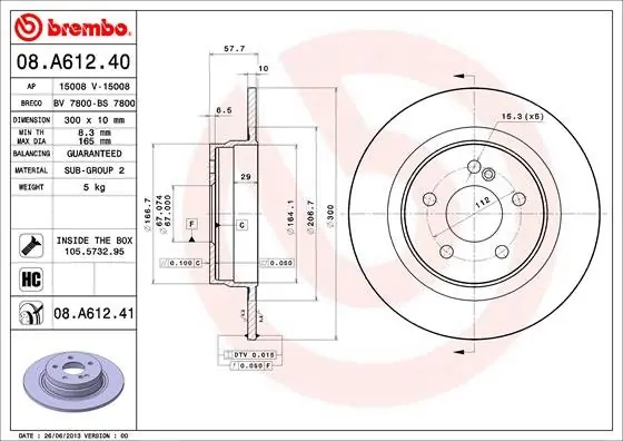 Ostatnie sztuki Tarcza hamulcowa BREMBO 08.A612.41 2044230612