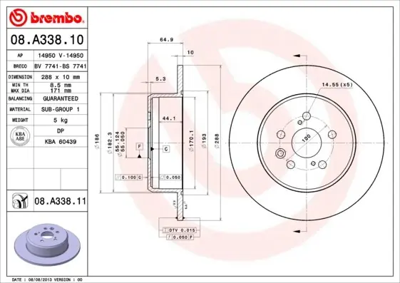 Kup teraz Tarcza hamulcowa BREMBO 08.A338.11 4243120430