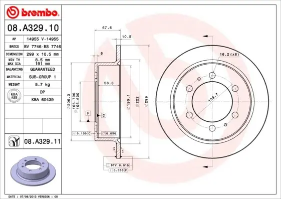 Tarcza hamulcowa BREMBO 08.A329.11 4840105101 Obniżka ceny