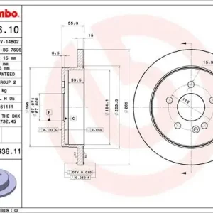 Wysoka jakość Tarcza hamulcowa BREMBO 08.7936.11 1634210112